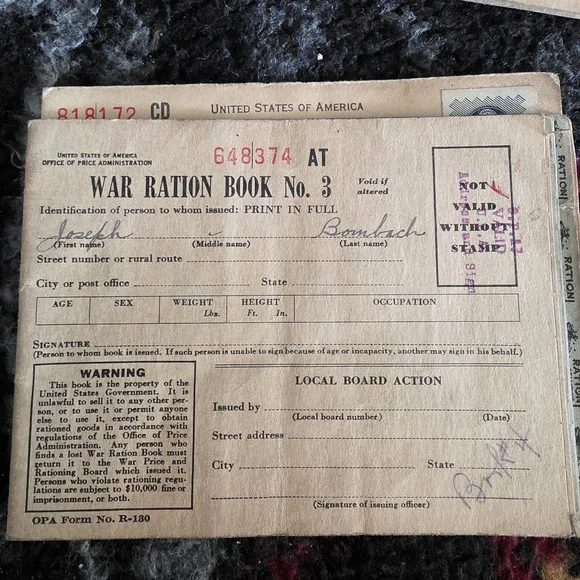 WWII US Navy Named Uniform Grouping John P Bambach 1944 Ration Books Photos - Picture 13 of 16